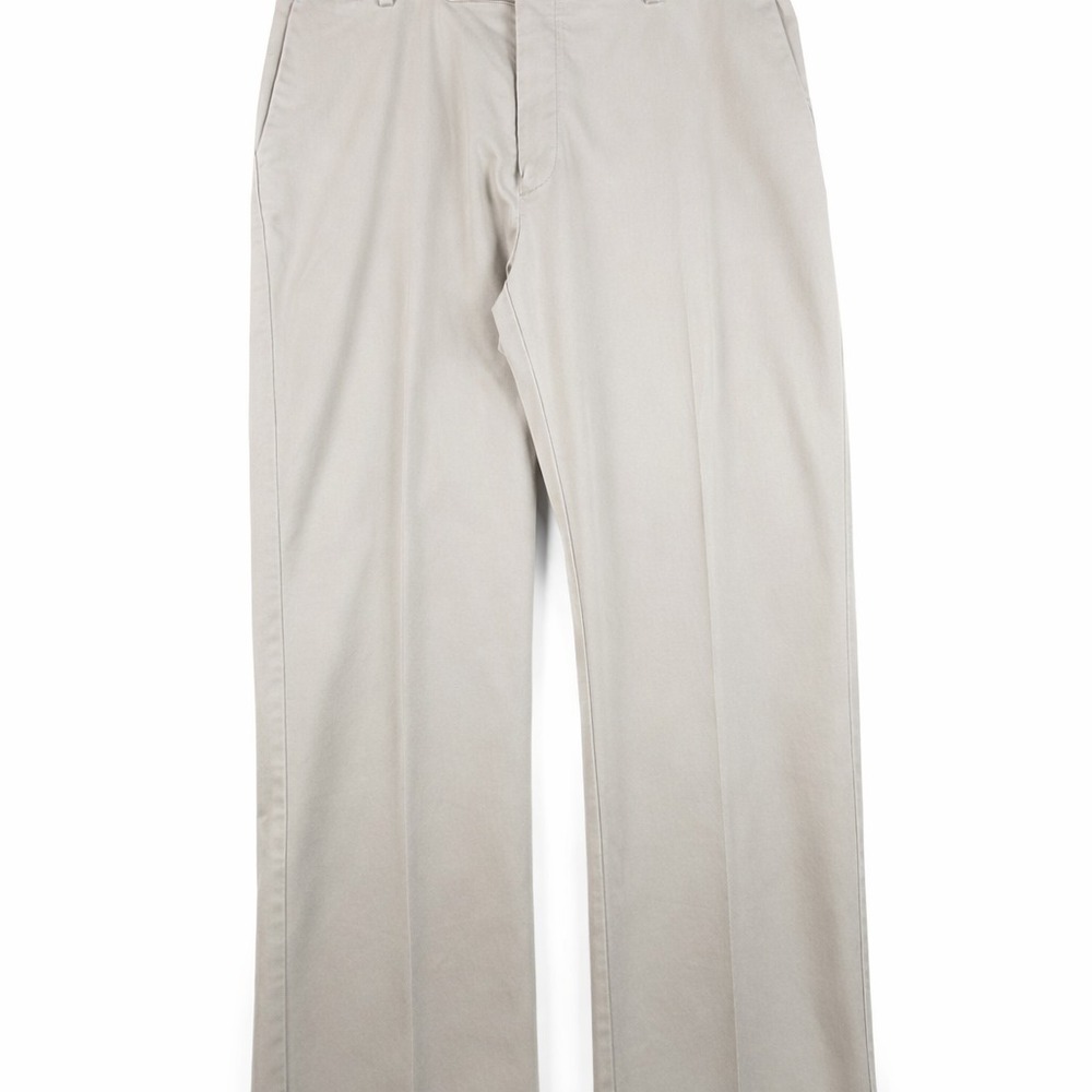 Roundtree & Yorke Mens Khaki Pants 36x32 Beige Flat Front Cotton‎ Dress Casual